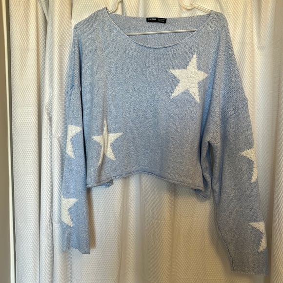 SHEIN Sweaters - Shein knit light blue star sweater